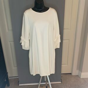 Off-White Ruffle Sleeve Knit Dress